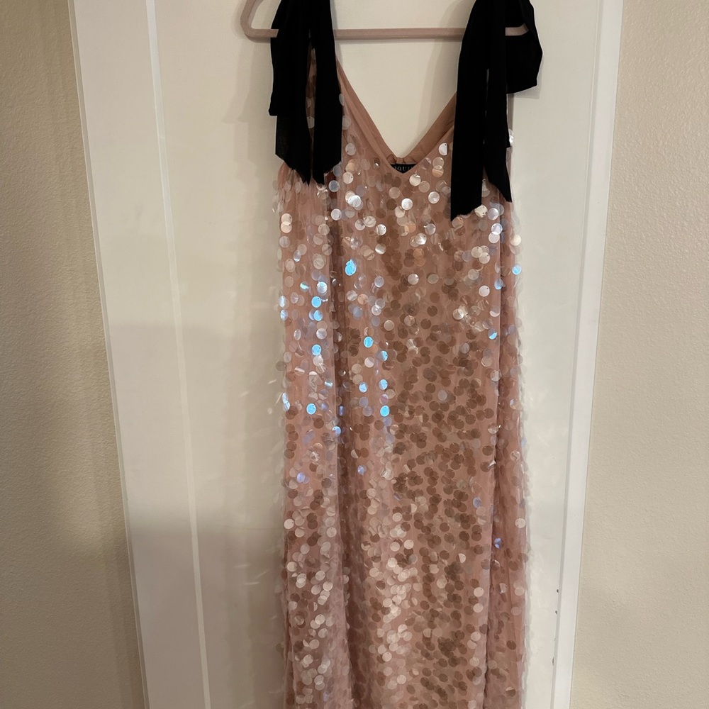 Eloquii Sequin Maxi Dress with Black Straps